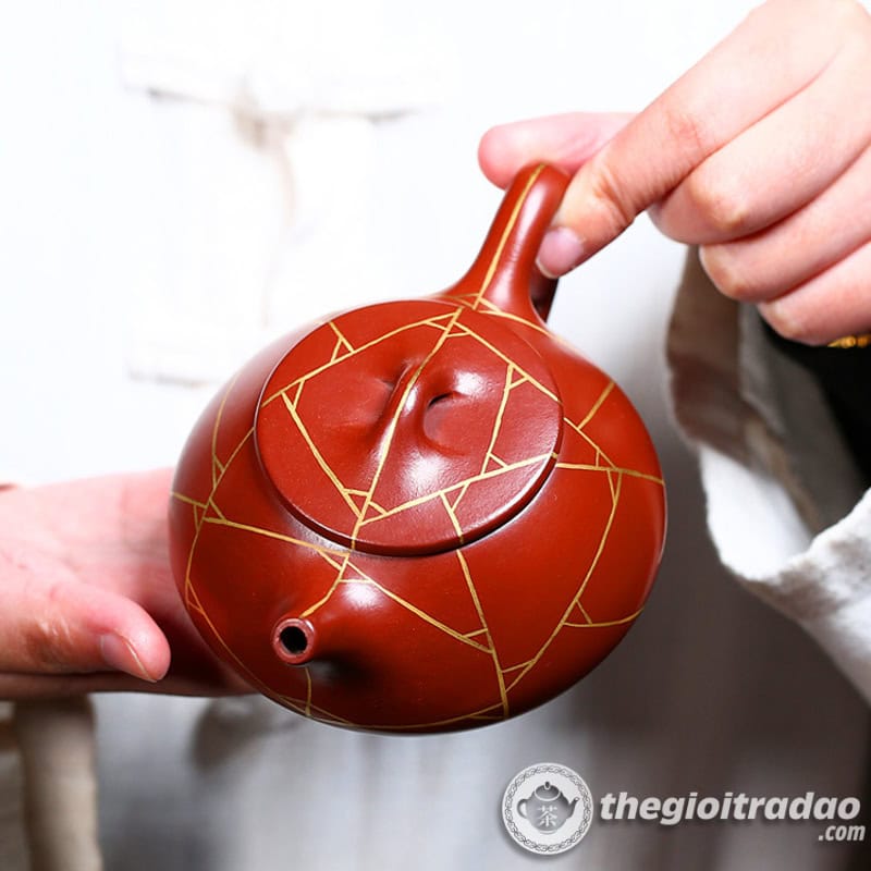 Ấm Tử Sa Thạch Biều Vẽ Vàng Đại Hồng Bào 200ml 18 am tu sa thach bieu ve vang dai hong bao 200ml-14