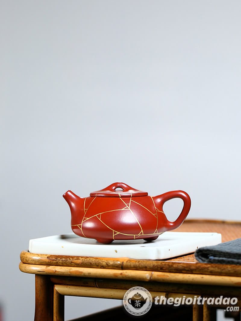 Ấm Tử Sa Thạch Biều Vẽ Vàng Đại Hồng Bào 200ml 10 am tu sa thach bieu ve vang dai hong bao 200ml-4