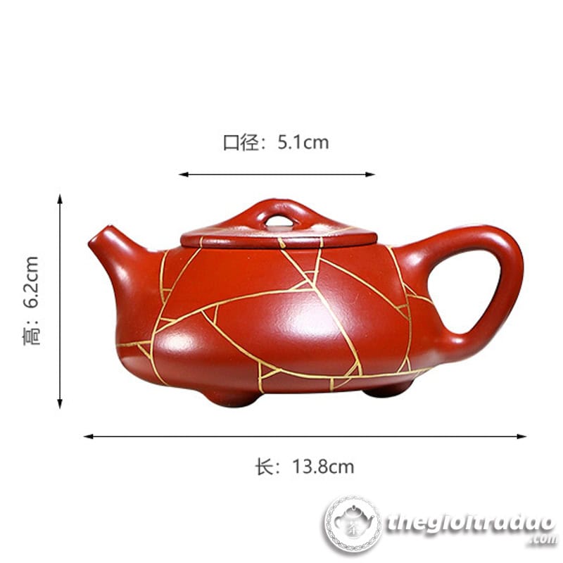 Ấm Tử Sa Thạch Biều Vẽ Vàng Đại Hồng Bào 200ml 12 am tu sa thach bieu ve vang dai hong bao 200ml-5