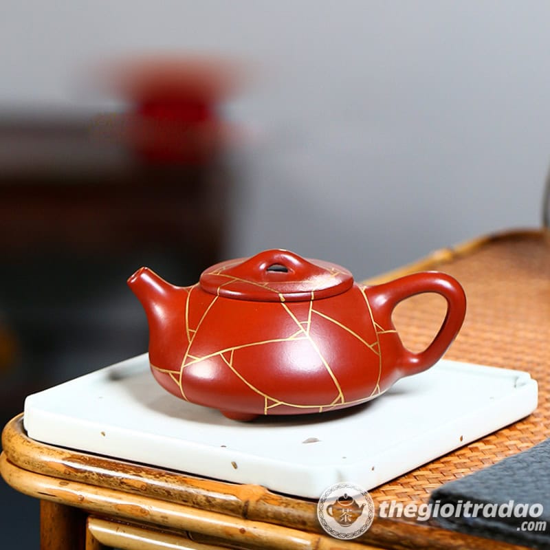 Ấm Tử Sa Thạch Biều Vẽ Vàng Đại Hồng Bào 200ml 13 am tu sa thach bieu ve vang dai hong bao 200ml-7