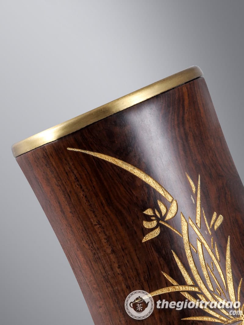 Bộ Dụng Cụ Pha Trà Bằng Gỗ Bọc Đồng Cao Cấp 11 bo dung cu pha tra bang go boc dong cao cap 8
