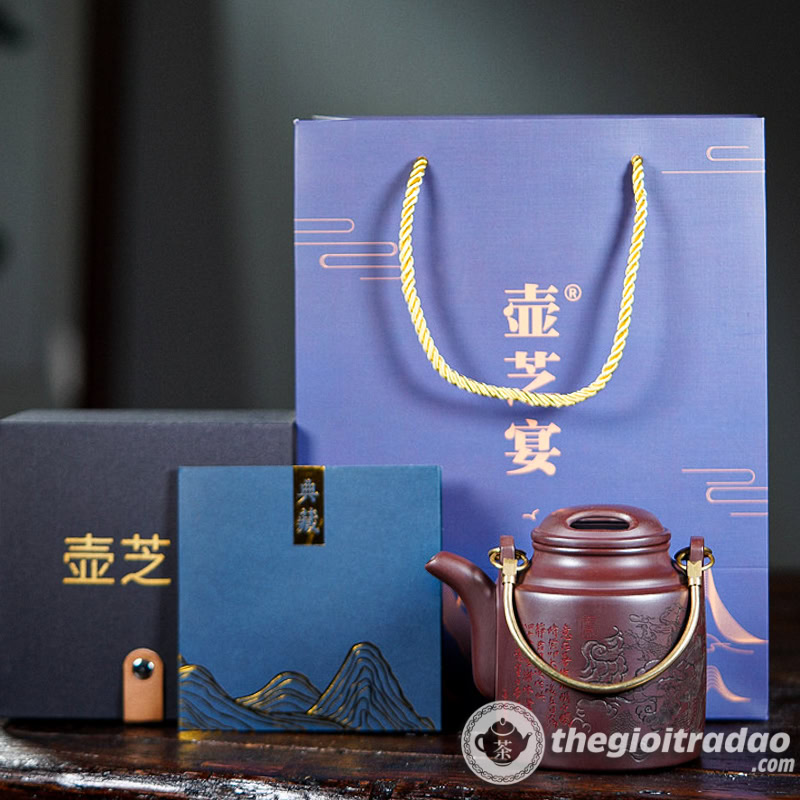 Ấm Tích Pha Trà Gốm Tử Sa Quai Đồng 450ml 5 am tich pha tra tu sa nghi hung quai dong 450ml-3