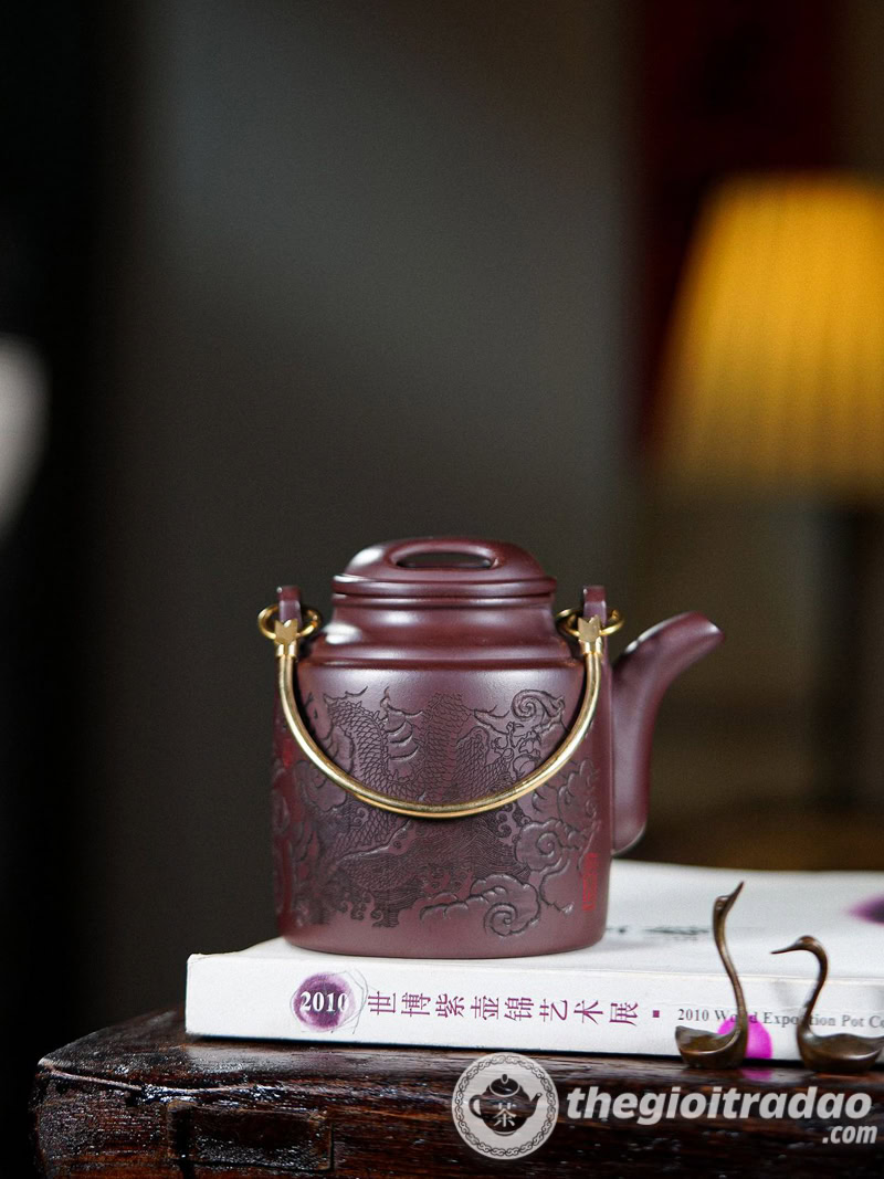 Ấm Tích Pha Trà Gốm Tử Sa Quai Đồng 450ml 11 am tich pha tra tu sa nghi hung quai dong 450ml-4