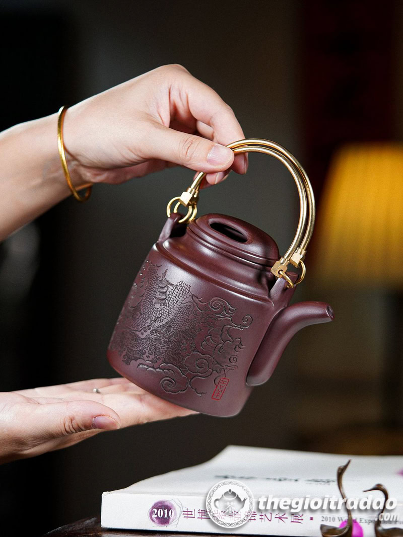 Ấm Tích Pha Trà Gốm Tử Sa Quai Đồng 450ml 12 am tich pha tra tu sa nghi hung quai dong 450ml-6