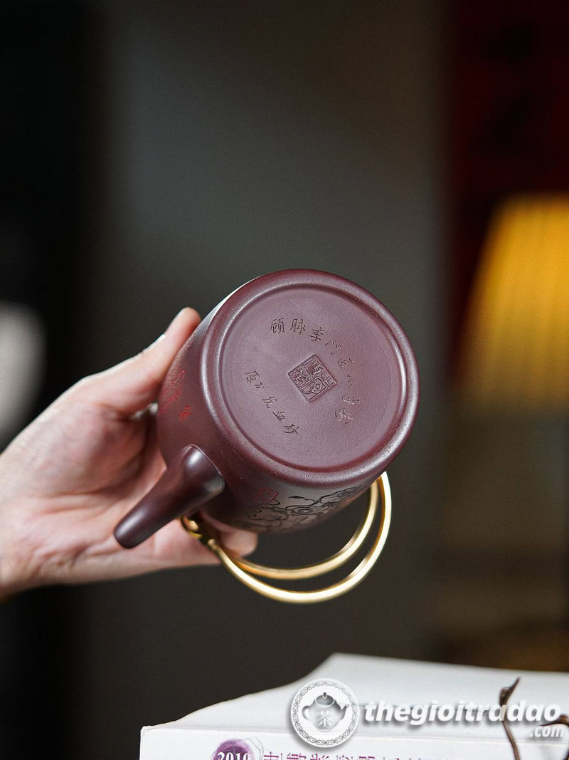 Ấm Tích Pha Trà Gốm Tử Sa Quai Đồng 450ml 13 am tich pha tra tu sa nghi hung quai dong 450ml-7