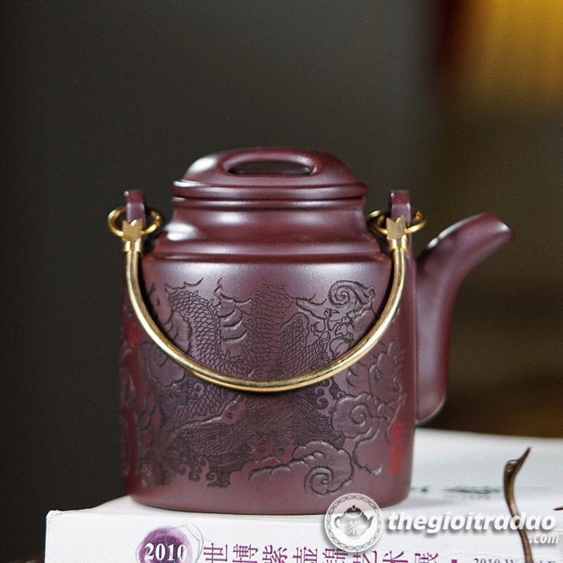 Ấm Tích Pha Trà Gốm Tử Sa Quai Đồng 450ml 2 am tich pha tra tu sa nghi hung quai dong 450ml