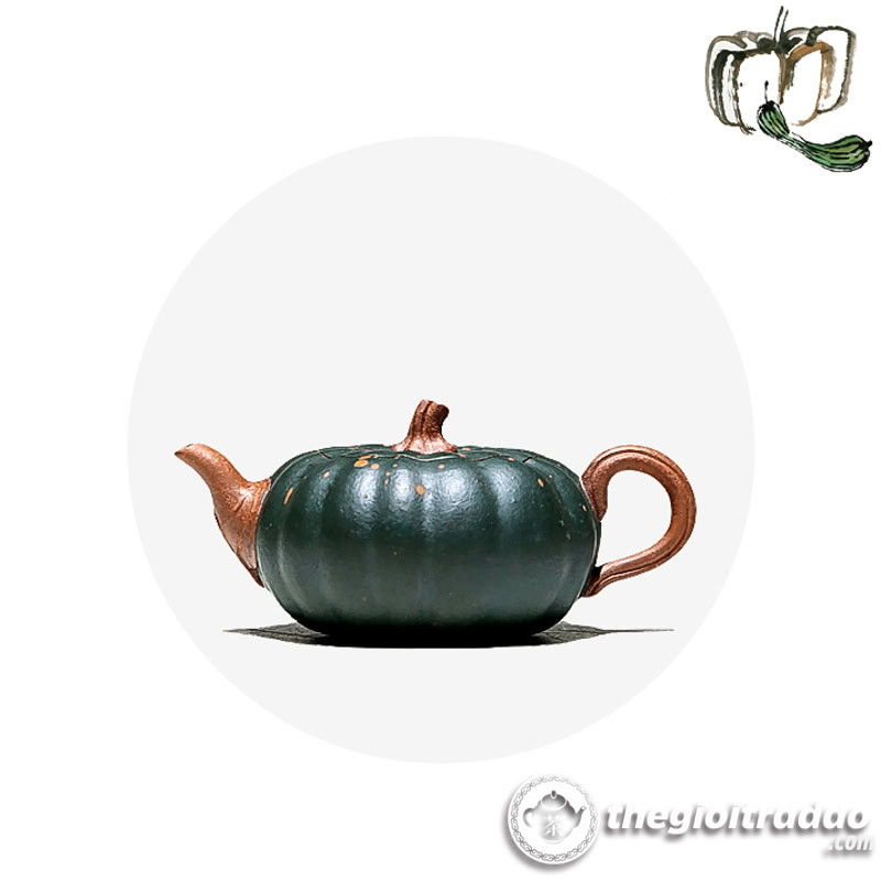 Ấm Tử Sa Quả Bí Lục Nê Phấn Tương 120ml 14 am tu sa qua bi luc ne phan tuong 120ml