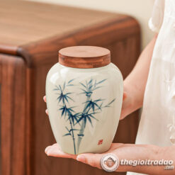 Hũ, Bình Đựng Trà Gốm Sứ Cảnh Đức Nắp Gỗ Tre 6 hu binh dung tra gom su canh duc nap go tre-5