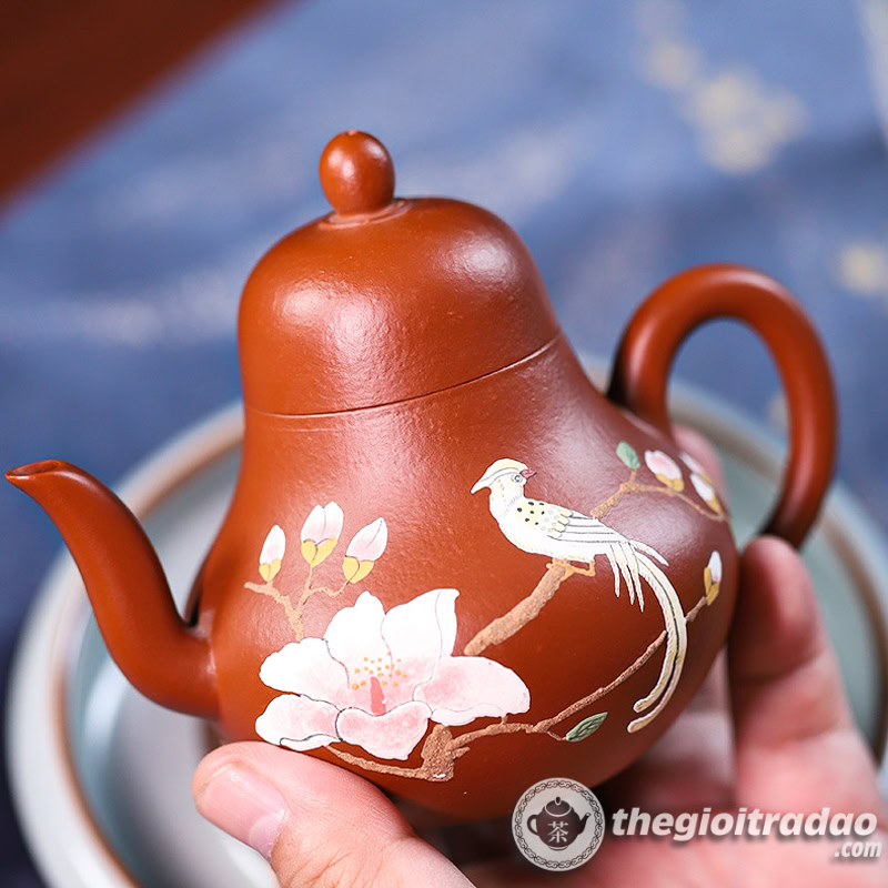 Ấm Tử Sa Tư Đình Chim Họa My Chu Nê 190ml 13 am tu sa tu dinh chim hoa my chu ne 190ml-4