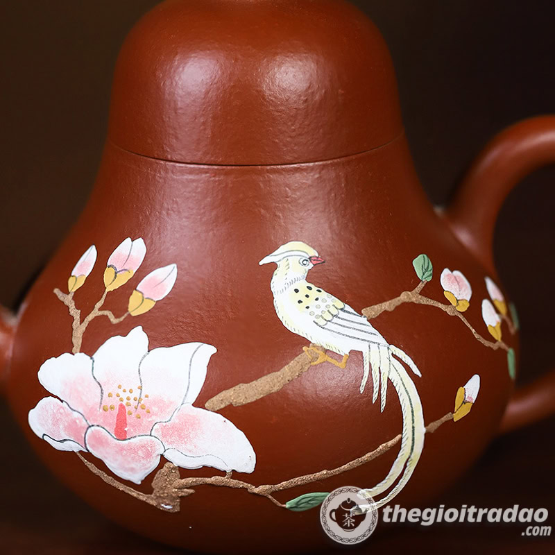 Ấm Tử Sa Tư Đình Chim Họa My Chu Nê 190ml 15 am tu sa tu dinh chim hoa my chu ne 190ml-5