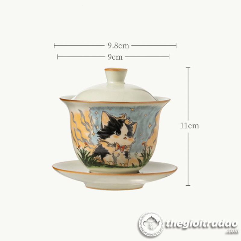 Chén Khải Sứ Cảnh Đức Vẽ Mèo Dễ Thương 160ml 18 chen khai su canh duc ve meo de thuong 160ml--13