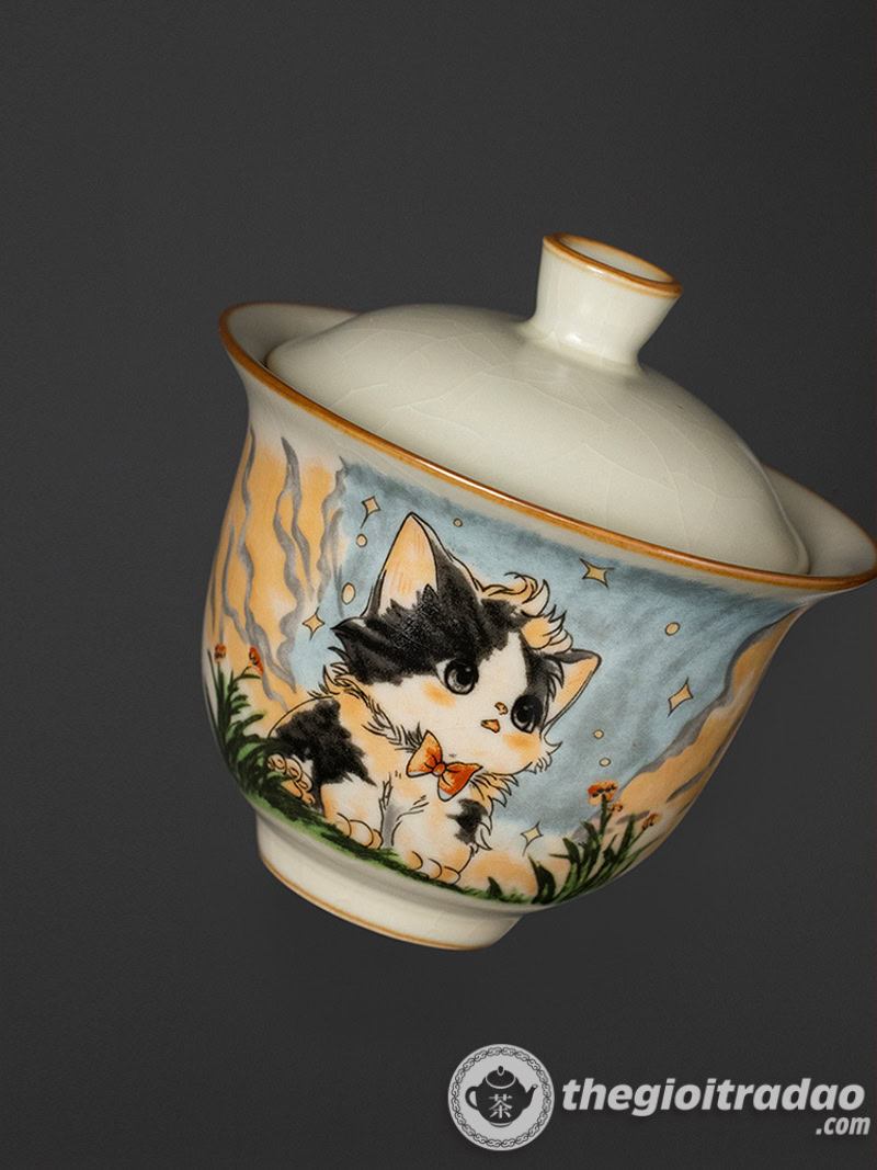 Chén Khải Sứ Cảnh Đức Vẽ Mèo Dễ Thương 160ml 19 chen khai su canh duc ve meo de thuong 160ml--14