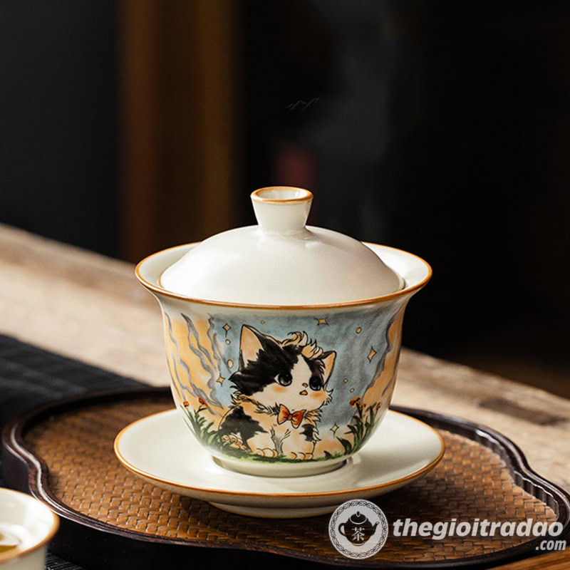 Chén Khải Sứ Cảnh Đức Vẽ Mèo Dễ Thương 160ml 1 chen khai su canh duc ve meo de thuong 160ml--21