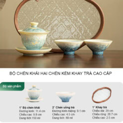 Bộ Chén Khải Băng Hoa Kết Tinh Kèm Khay Trà 9 bo chen khai dieu bien bang hoa ket tinh 150ml--2