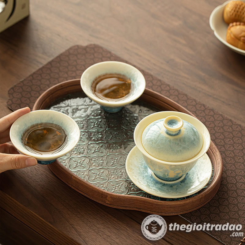 Bộ Chén Khải Băng Hoa Kết Tinh Kèm Khay Trà 2 bo chen khai dieu bien bang hoa ket tinh 150ml--5