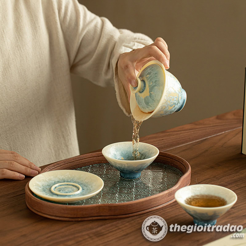 Bộ Chén Khải Băng Hoa Kết Tinh Kèm Khay Trà 3 bo chen khai dieu bien bang hoa ket tinh 150ml--6