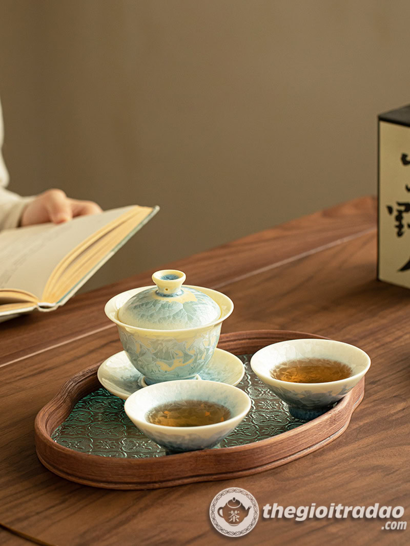 Bộ Chén Khải Băng Hoa Kết Tinh Kèm Khay Trà 10 bo chen khai dieu bien bang hoa ket tinh 150ml--8