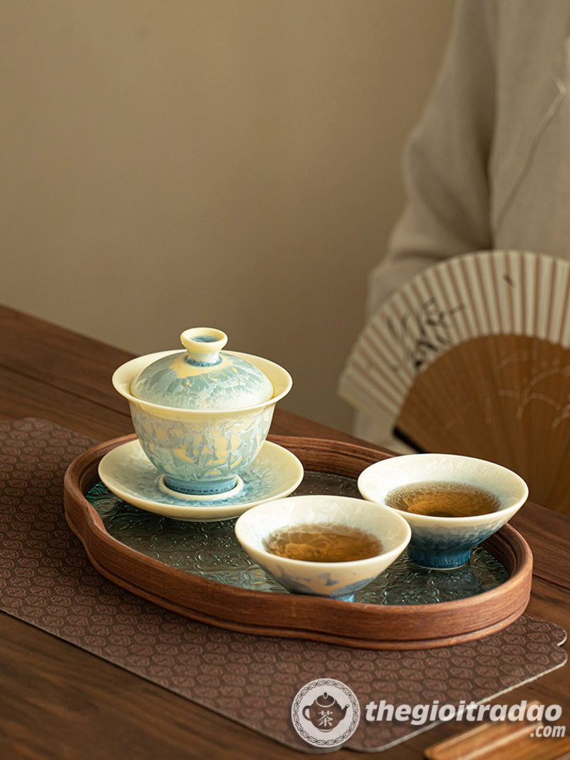 Bộ Chén Khải Băng Hoa Kết Tinh Kèm Khay Trà 11 bo chen khai dieu bien bang hoa ket tinh 150ml--9