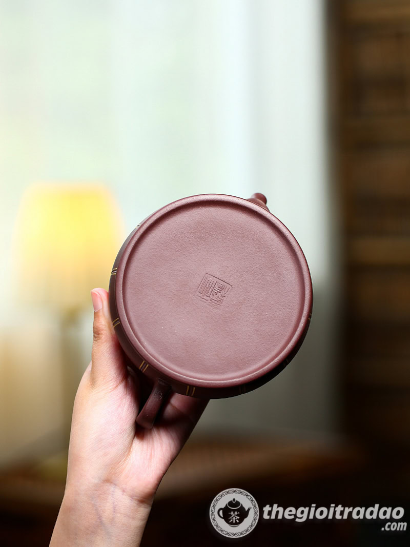 Ấm Tử Sa Phật Liên Khắc Tâm Kinh Tử Nê 340ml 17 am tu sa phat lien khac tam kinh tu ne 340ml--13