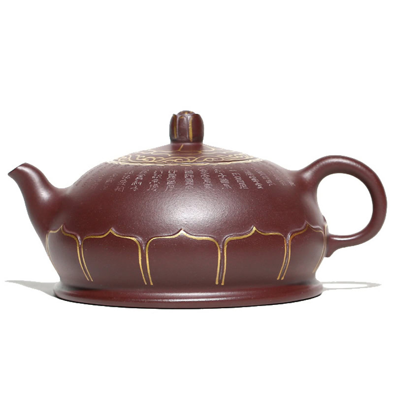 Ấm Tử Sa Phật Liên Khắc Tâm Kinh Tử Nê 340ml 5 am tu sa phat lien khac tam kinh tu ne 340ml--17