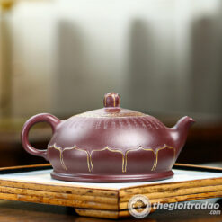 Ấm Tử Sa Phật Liên Khắc Tâm Kinh Tử Nê 340ml 7 am tu sa phat lien khac tam kinh tu ne 340ml--4