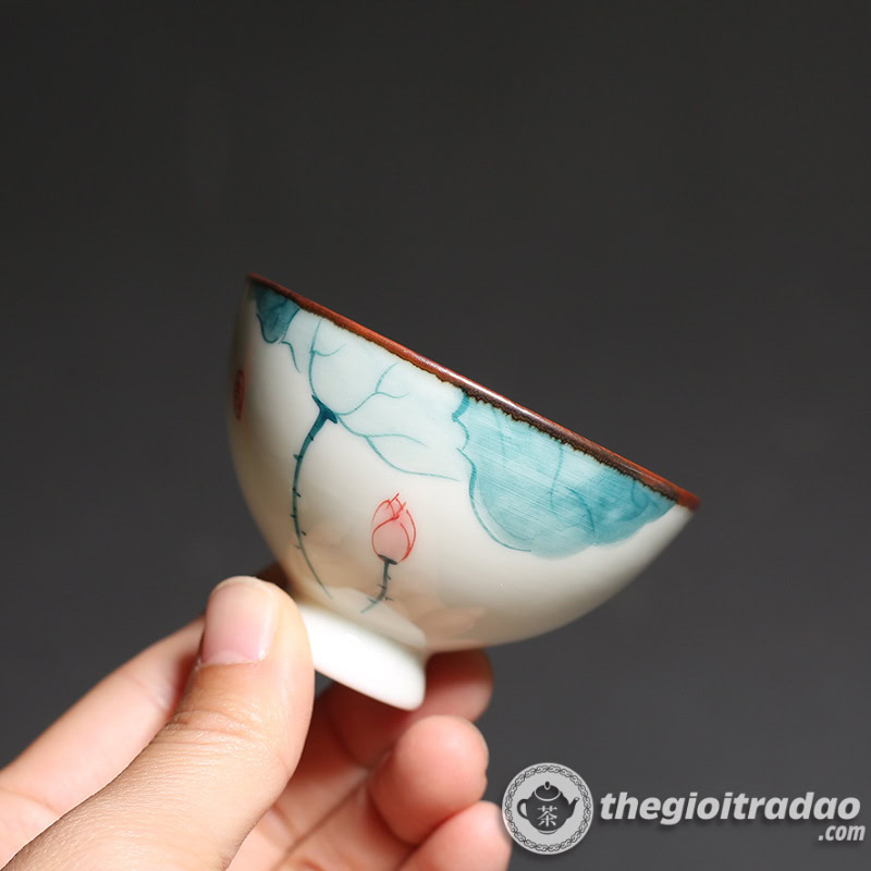 Chén Uống Trà Vẽ Tay Họa Tiết Sen 45ml 3 chen uong tra ve tay hoa tiet sen 45ml-64199533-3