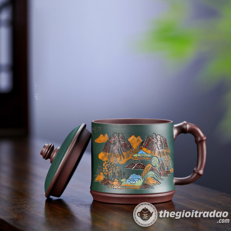 Cốc Trà Tử Sa Khắc Sơn Cảnh Tử Nê 450ml 14 coc uong tra tu sa khac son canh tu ne 450ml--4