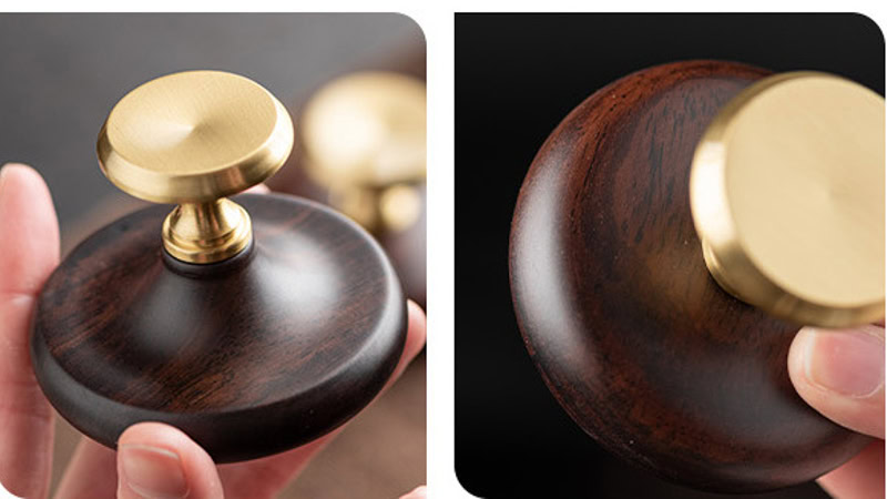 Gác Nắp Ấm Trà Bằng Gỗ Mun Phối Đồng 14 gac nap am tra bang go mun phoi dong--13