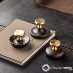 Gác Nắp Ấm Trà Bằng Gỗ Mun Phối Đồng 5 gac nap am tra bang go mun phoi dong-