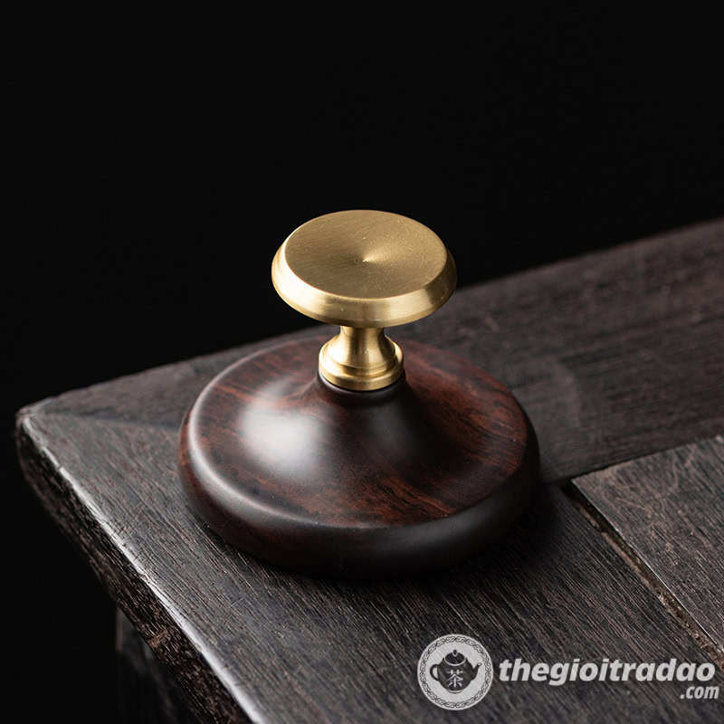 Gác Nắp Ấm Trà Bằng Gỗ Mun Phối Đồng 9 gac nap am tra bang go mun phoi dong--5