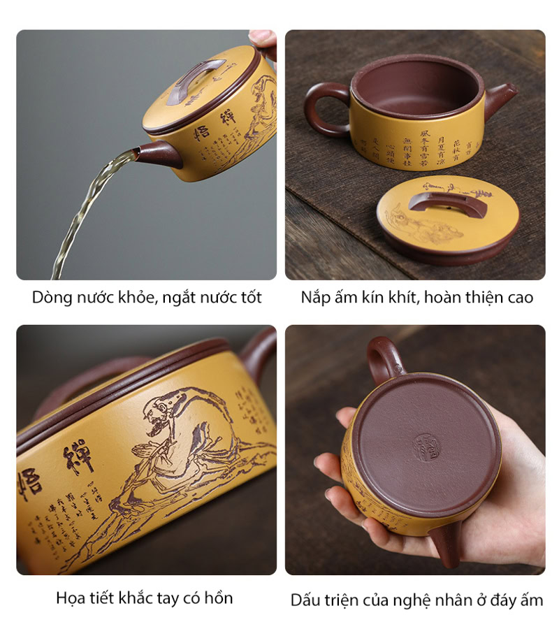 Ấm Tử Sa Hán Ngõa Đạt Ma Sư Tổ 150ml 17 am tu sa han ngoa khac dat ma su to 150ml--11