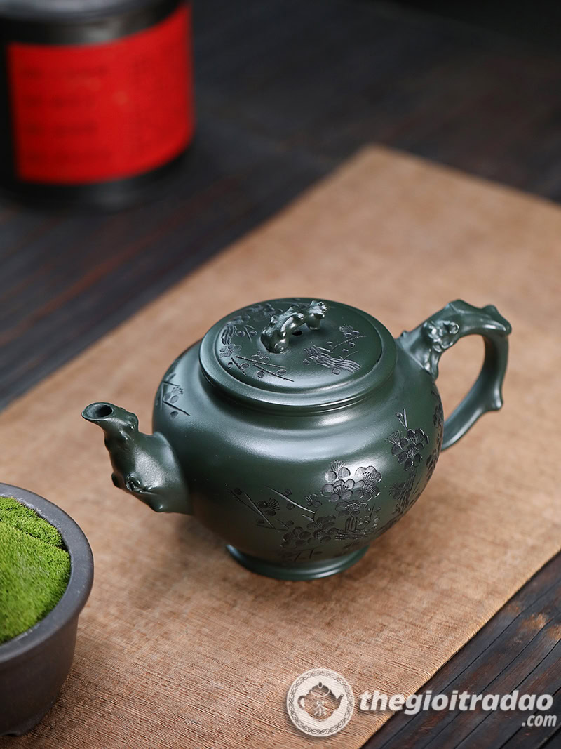 Ấm Tử Sa Báo Xuân Mai Hoa Lục Nê 480ml 12 am tu sa mai hoa bao xuan luc ne 480ml--13