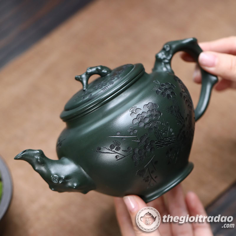 Ấm Tử Sa Báo Xuân Mai Hoa Lục Nê 480ml 14 am tu sa mai hoa bao xuan luc ne 480ml--3
