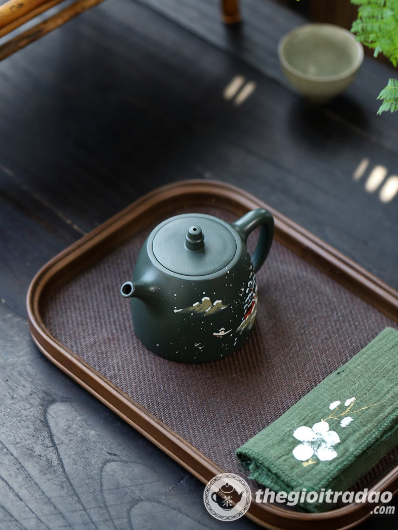 Ấm Tử Sa Tuyết Sơn Hán Đạc Mặc Lục Nê 270ml 17 am tu sa tuyet son han dac mac luc ne 270ml--17