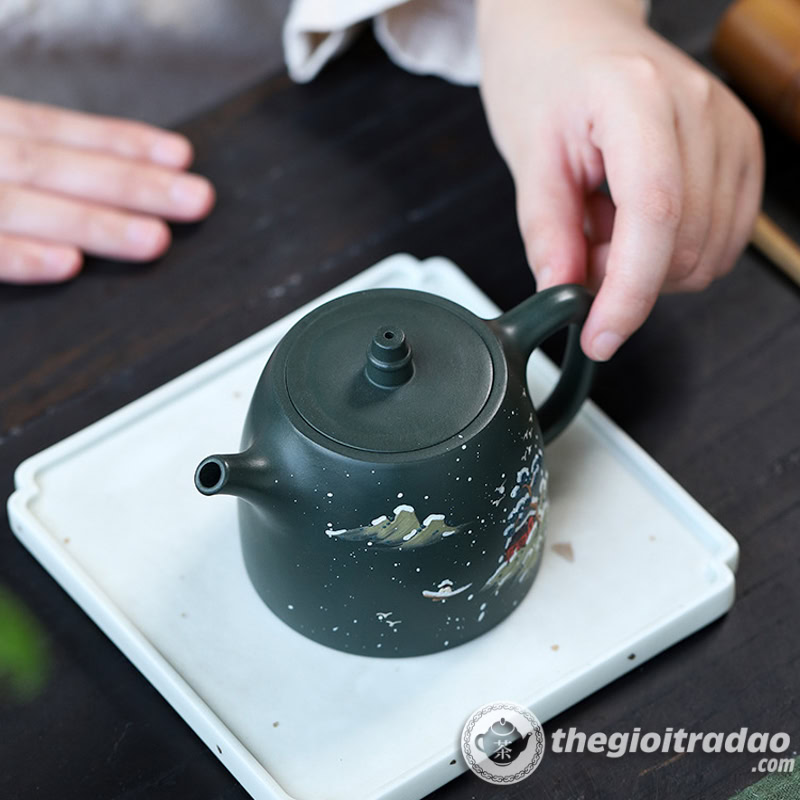 Ấm Tử Sa Tuyết Sơn Hán Đạc Mặc Lục Nê 270ml 3 am tu sa tuyet son han dac mac luc ne 270ml--3