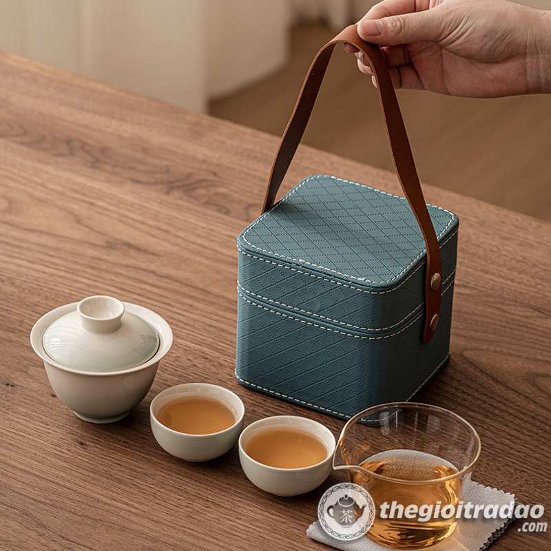 Bộ Ấm Trà Du Lịch Sứ Cảnh Đức Kèm Hộp Đựng 14 bo am pha tra su canh duc co tui xach dep--5