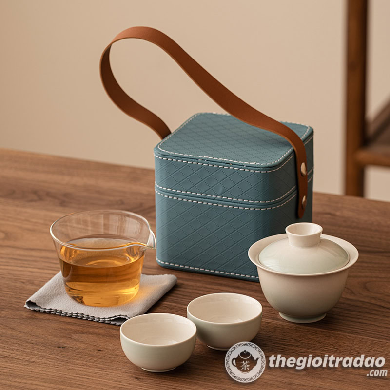 Bộ Ấm Trà Du Lịch Sứ Cảnh Đức Kèm Hộp Đựng 13 bo am pha tra su canh duc co tui xach dep--6