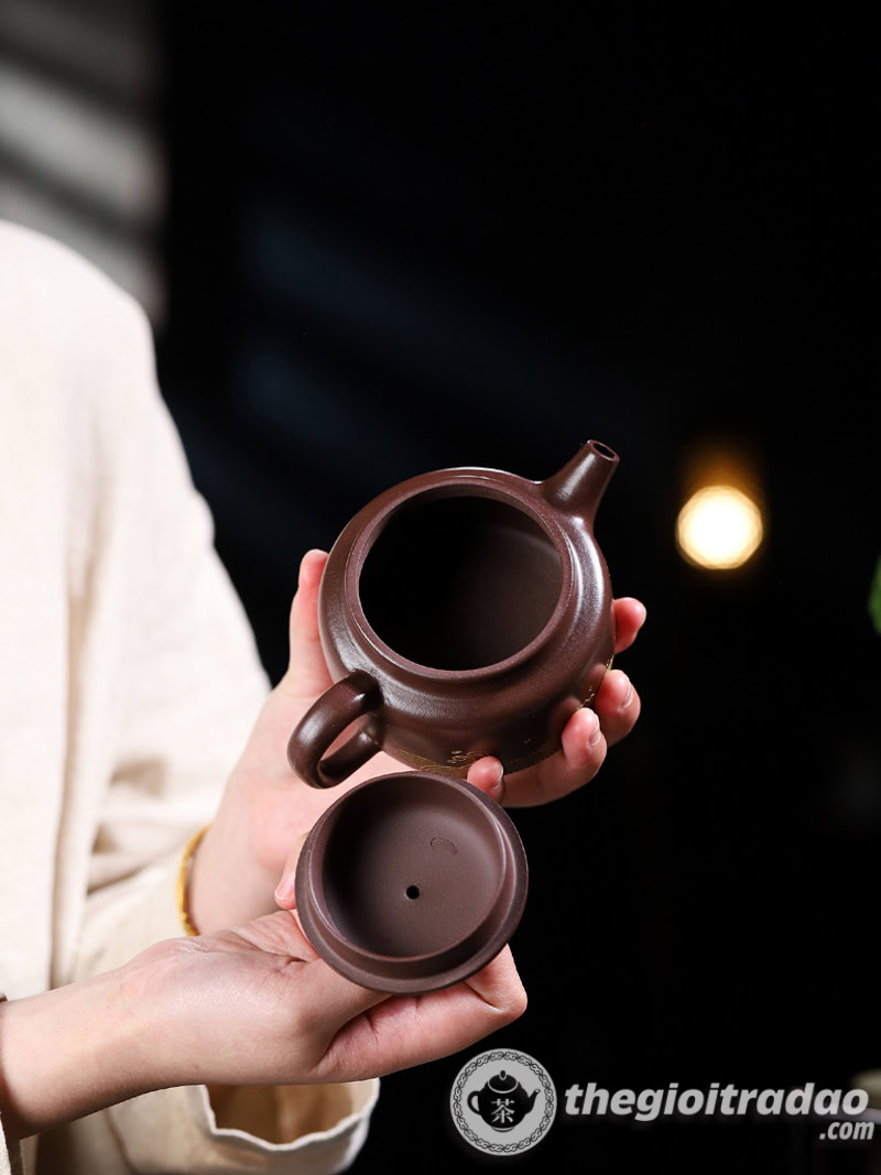 Ấm Tử Sa Đức Chung Quan Hải Tử Nê 220ml 18 am tu sa duc chung quan hai tu ne 220ml--13