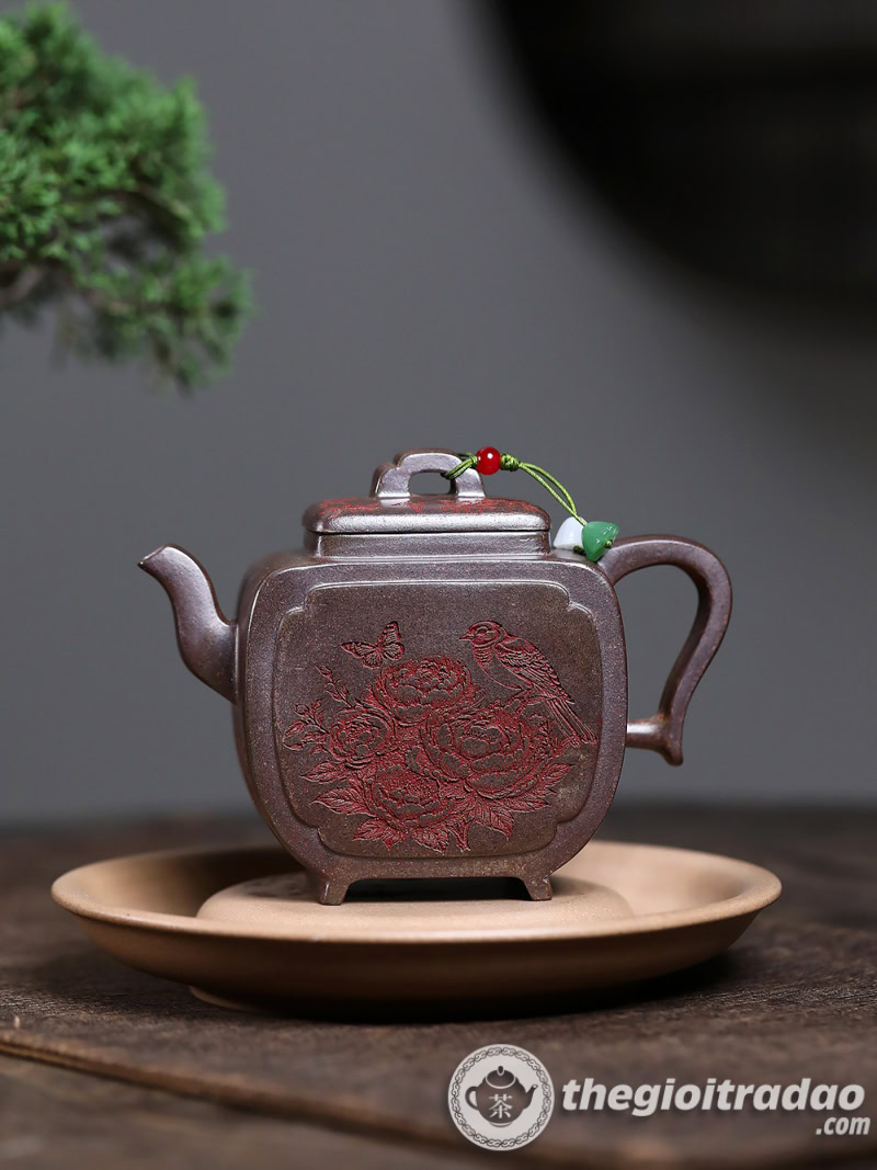 Ấm Tử Sa Hoa Điểu Phương Tôn Nung Củi 250ml 18 am tu sa hoa dieu phuong ton nung cui 250ml--12