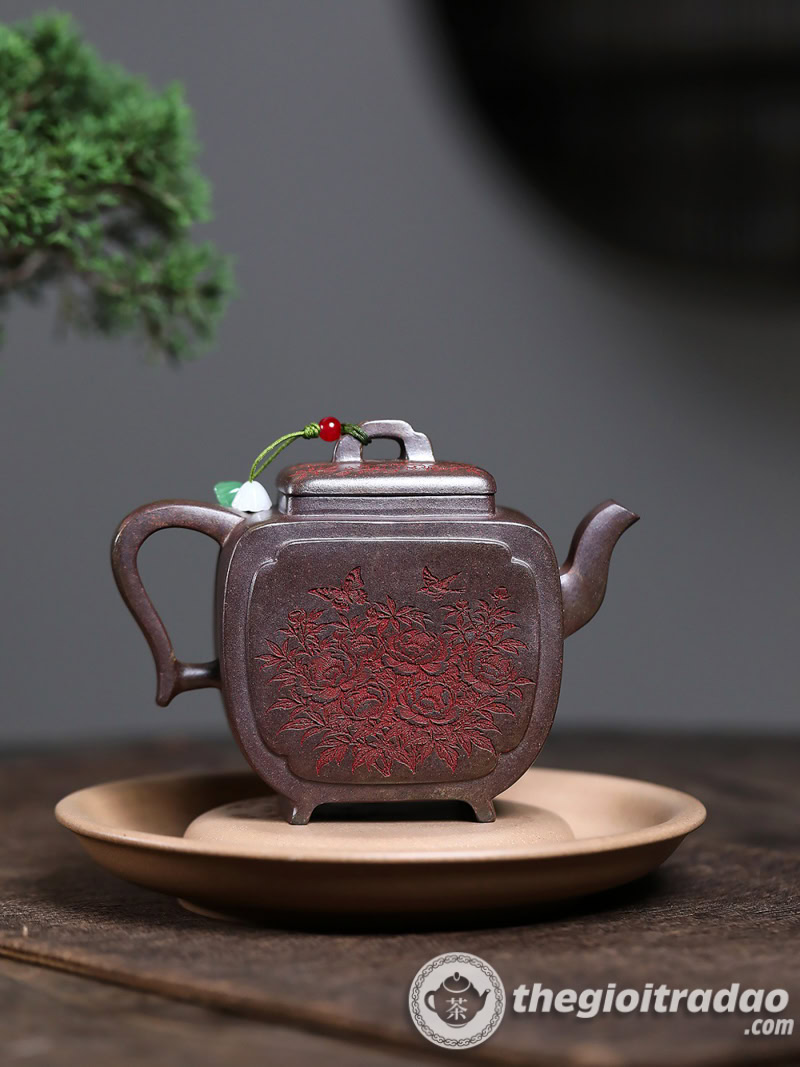 Ấm Tử Sa Hoa Điểu Phương Tôn Nung Củi 250ml 19 am tu sa hoa dieu phuong ton nung cui 250ml--14