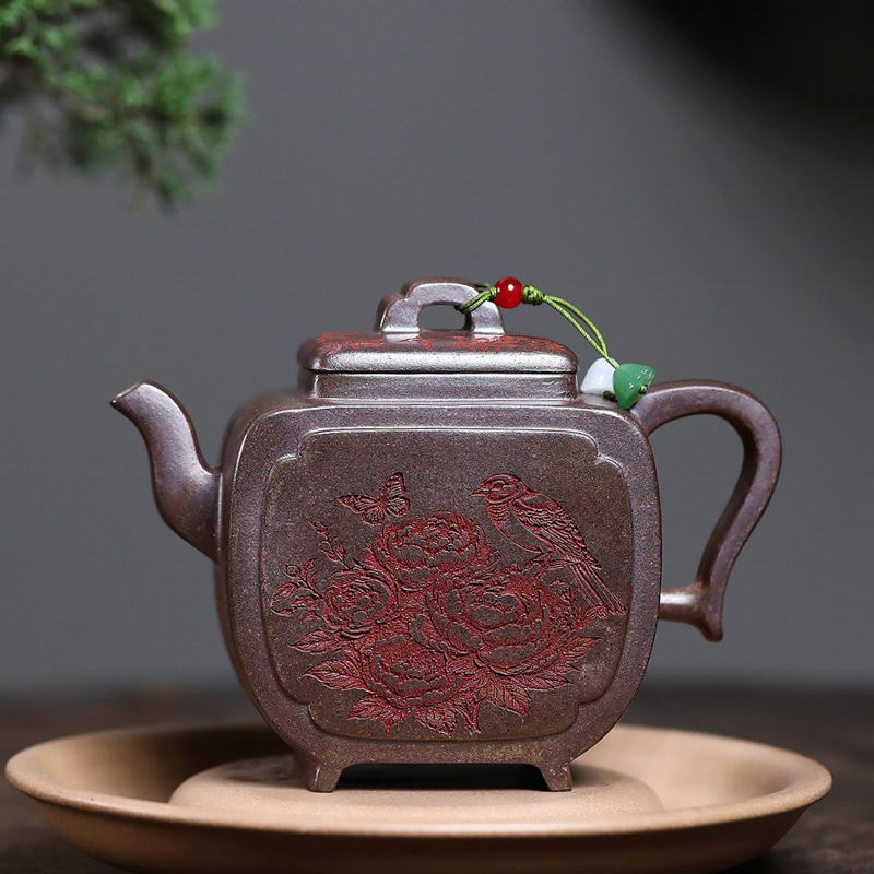 Ấm Tử Sa Hoa Điểu Phương Tôn Nung Củi 250ml 1 am tu sa hoa dieu phuong ton nung cui 250ml--17