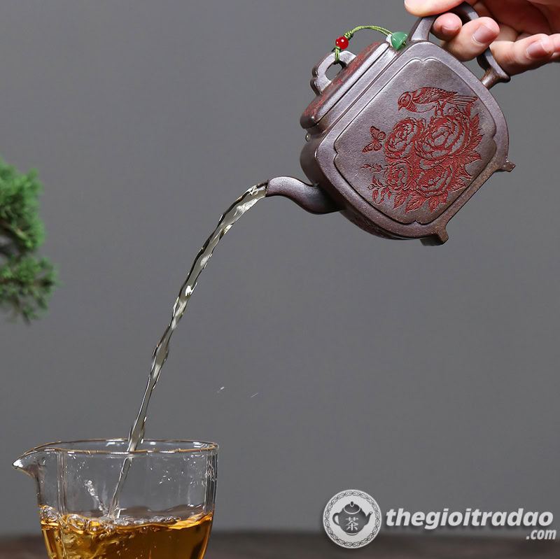 Ấm Tử Sa Hoa Điểu Phương Tôn Nung Củi 250ml 4 am tu sa hoa dieu phuong ton nung cui 250ml--2