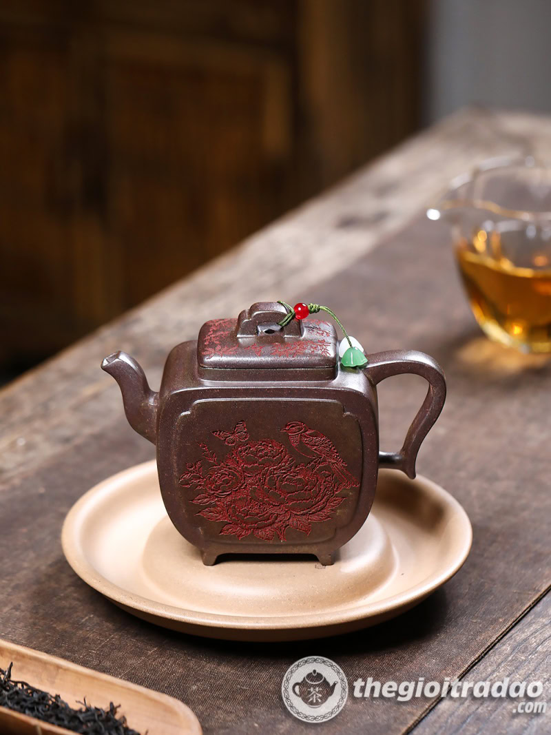 Ấm Tử Sa Hoa Điểu Phương Tôn Nung Củi 250ml 10 am tu sa hoa dieu phuong ton nung cui 250ml--4