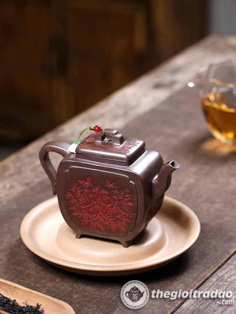 Ấm Tử Sa Hoa Điểu Phương Tôn Nung Củi 250ml 11 am tu sa hoa dieu phuong ton nung cui 250ml--5