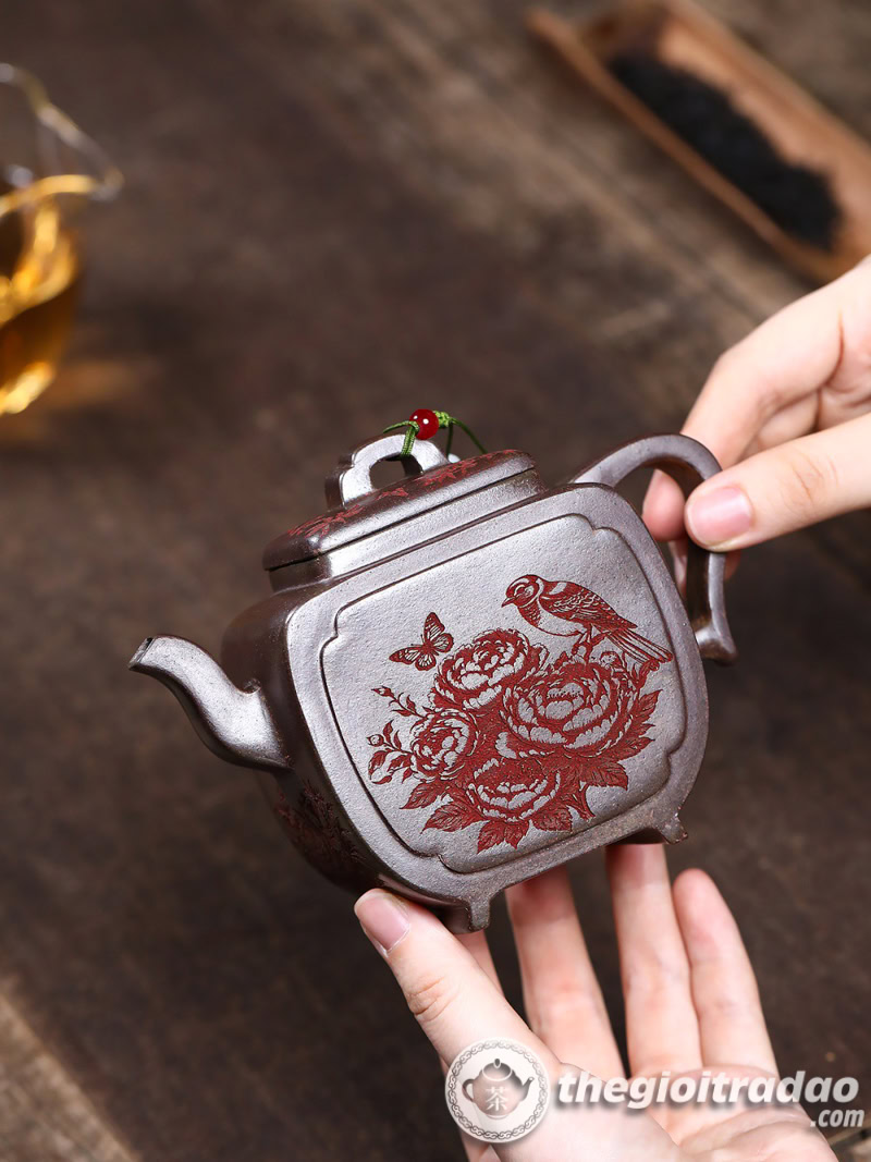 Ấm Tử Sa Hoa Điểu Phương Tôn Nung Củi 250ml 12 am tu sa hoa dieu phuong ton nung cui 250ml--6