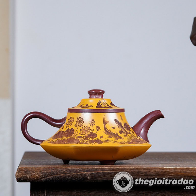 Ấm Tử Sa Ngư Liên Phú Quý Huyết Long Sa 250ml 2 am tu sa ngu lien phu quy long huyet sa 250ml-