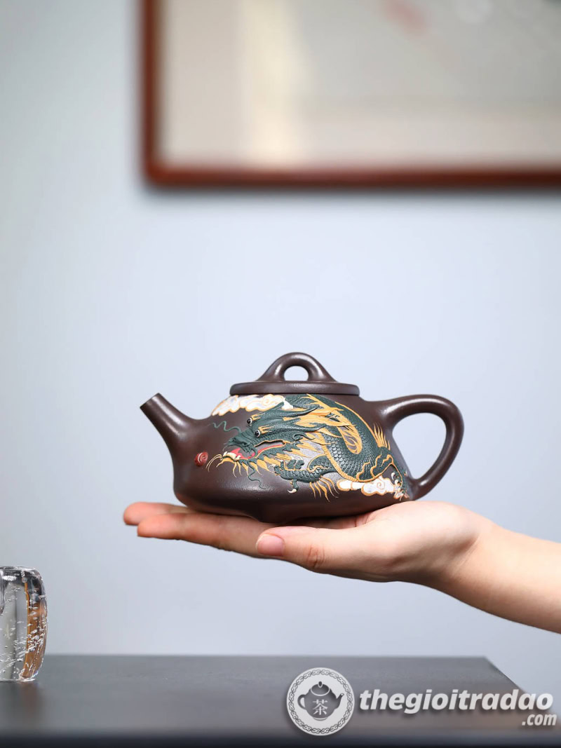 Ấm Tử Sa Thạch Biều Thanh Long Tử Nê 280ml 12 am tu sa thach bieu thanh long tu ne 280ml-288948732-2