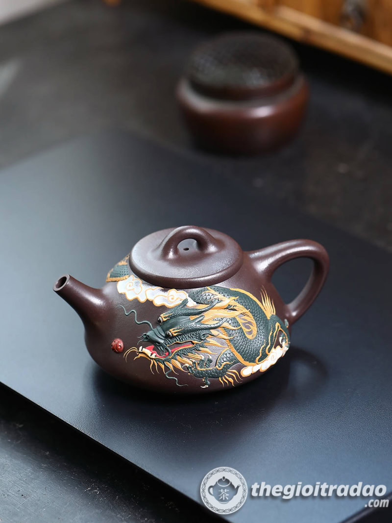 Ấm Tử Sa Thạch Biều Thanh Long Tử Nê 280ml 13 am tu sa thach bieu thanh long tu ne 280ml--3