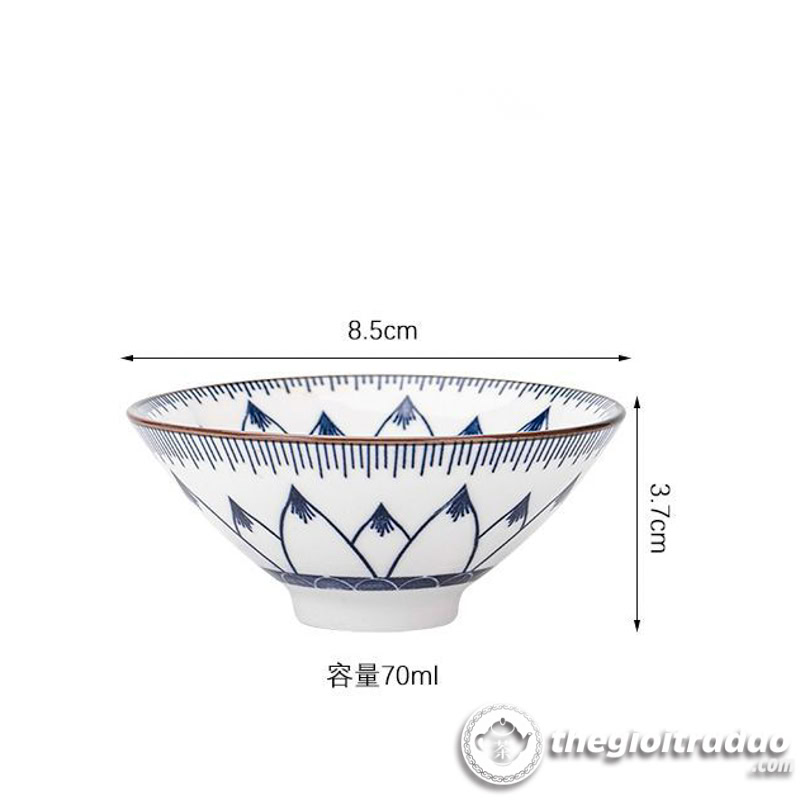 Bộ 10 Chén Trà Cảnh Đức Dáng Nón, Sứ Men Lam Cao Cấp 15 bo 10 chen uong tra su canh duc dang non--4