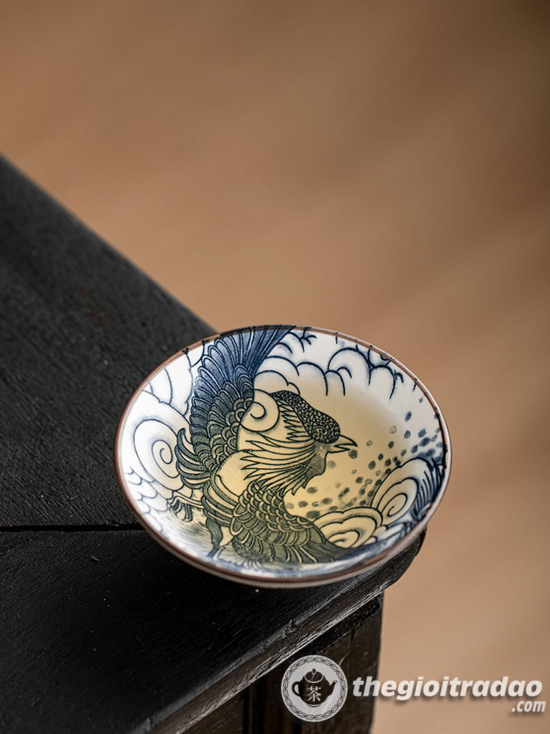 Bộ 10 Chén Trà Cảnh Đức Dáng Nón, Sứ Men Lam Cao Cấp 20 bo 10 chen uong tra su canh duc dang non--8